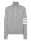 Thom Browne Four-bar Stripe High-neck Sweater In Gray