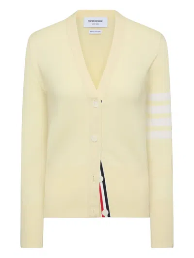 Thom Browne Four-bar V-neck Cardigan In Yellow