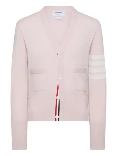 Thom Browne Four-bar V-neck Cardigan In Pink