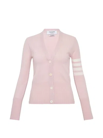 Thom Browne Four-bar V-neck Cardigan In Pink