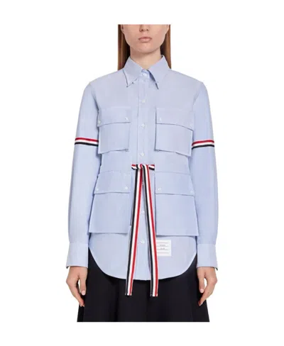 Thom Browne Four-pocket Grosgrain Band Oxford Shirt In Purple