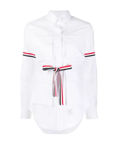 Thom Browne Four-pocket Grosgrain Band Oxford Shirt In White