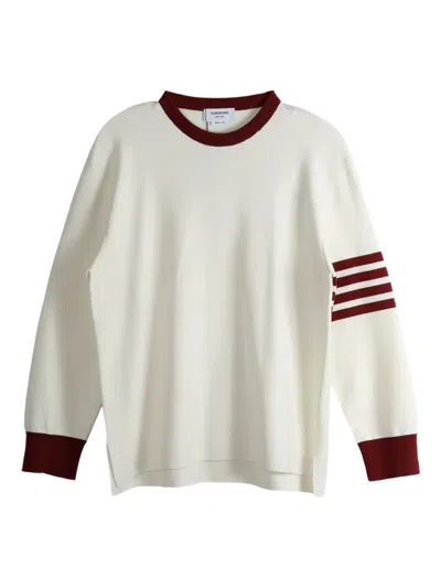 Thom Browne Four-stripe Crew-neck Sweater In White