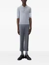 Thom Browne Four-stripe Short-sleeve Polo Shirt In Gray