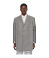Thom Browne Four-striped Button Coat In Gray