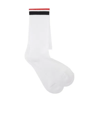Thom Browne Four-striped Knitted Socks In White
