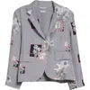 Thom Browne Framed Floral Print Fit 3 High Armhole Silk Twill Sport Coat In Navy