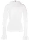 Thom Browne Frilled High-neck Tulle Top In White