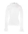Thom Browne Frilled High-neck Tulle Top In White