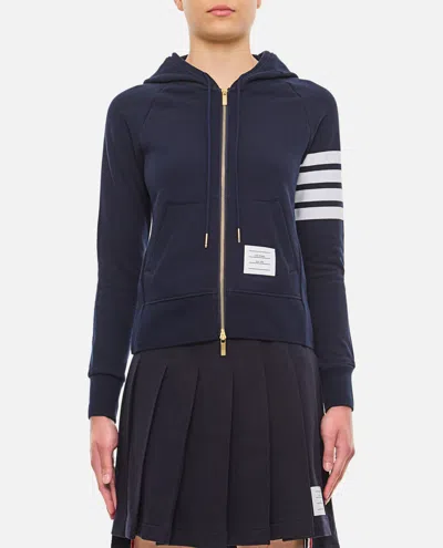 Thom Browne Front Zipped Hoodie In Blue