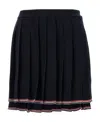 Thom Browne Navy Virgin Wool Full Needle Skirt In Black