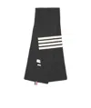 Thom Browne Full Needle Rib Scarf With White 4-bar Stripe In Cashmere In Black