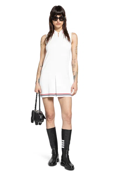 Thom Browne Full Needle Tennis Polo Mini Dress In White