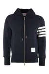Thom Browne 4-bar Zip-up Hooded Sweatshirt In Blue
