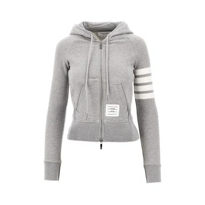 THOM BROWNE FULL-ZIP HOODIE WITH 4 BAR DETAIL