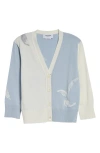 Thom Browne Fun-mix 4-bar Feather Intarsia Three Quarter Sleeve Cardigan