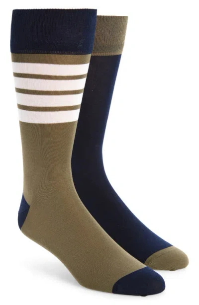 Thom Browne Fun-mix 4-bar Mid Calf Socks In Dk Green