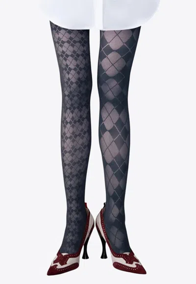 THOM BROWNE FUN MIX ARGYLE SHEER TIGHTS
