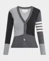 Thom Browne Gray Funmix 4-bar Classic V-neck Cardigan