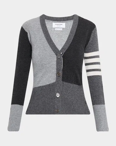 THOM BROWNE FUN MIX CASHMERE V-NECK CARDIGAN