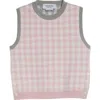 Thom Browne Fun Mix Gingham Check Jacquard Crop Tank Sweater In Pink