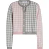 Thom Browne Fun Mix Gingham Check Cropped Cardigan In Pink