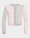 Thom Browne Fun Mix Gingham Check Cropped Cardigan In Pink