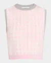 Thom Browne Fun Mix Gingham Check Jacquard Crop Tank Sweater In Pink