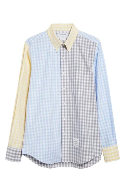 Thom Browne Funmix Button-down Collar Gingham Cotton-poplin Shirt In Multi