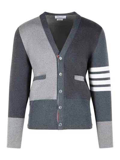 Thom Browne Fun Mix Grey Merino Wool Cardigan In Gray