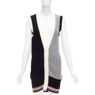 Thom Browne Fun Mix Irish Cable Merino Wool Elongated Vest In Multi