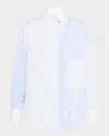 Thom Browne Fun Mix Micro Striped Poplin Oversized Shirt In Blue