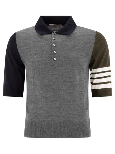 Thom Browne Gray Funmix 4-bar Polo In Multicoloured
