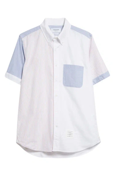 Thom Browne Funmix Srtaight Fit Short Sleeved Shirt In Orange