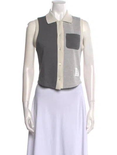 Pre-owned Thom Browne Fun Mix Sleeveless Crop Top In White
