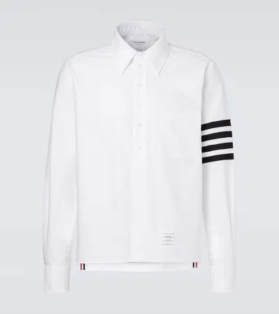 Thom Browne Button-down Collar Striped Cotton Oxford Half-placket Shirt In  Multi | ModeSens