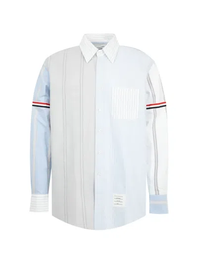 Thom Browne Funmix Cotton Oxford Shirt In Blue