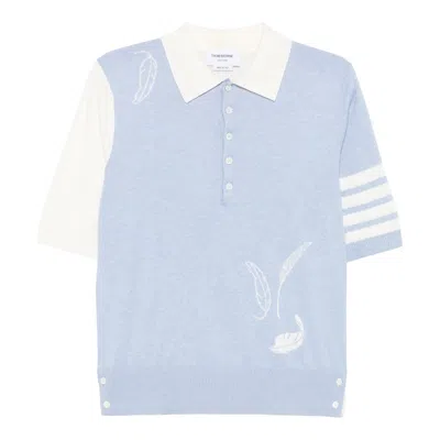 Thom Browne Funmix Feather Intasia 4-bar Polo Men In Black