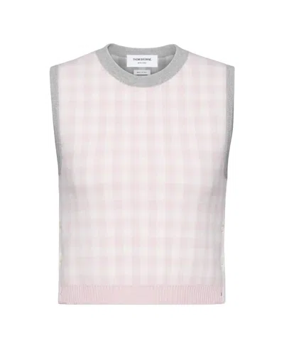 Thom Browne Funmix Gingham Check Jacquard Merino Wool Shell Top