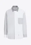 Thom Browne White Cotton Funmix Oversized Long Sleeve Shirt In White