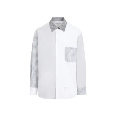 Thom Browne Mens White Funmix Contrast-panel Cotton Shirt