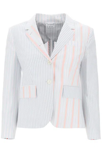Thom Browne 拼贴设计条纹短款西装夹克 In Multicolor,neutro