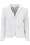 Thom Browne Patchwork Striped Cropped Blazer In Multicolor