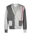 Thom Browne Rwb Stripe Colorblocked Cotton Cardigan In Gray