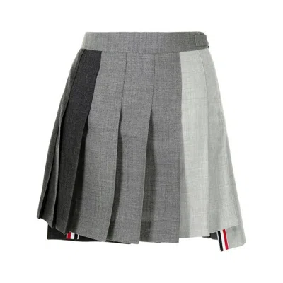 THOM BROWNE THOM BROWNE FUNMIX WOOL FRESCO PLEATED MINI SKIRT