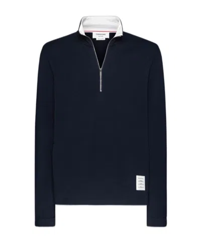THOM BROWNE THOM BROWNE CLASSIC 4-BAR HALF-ZIP JERSEY SWEATSHIRT