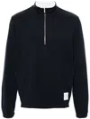 Thom Browne 4-bar Stripe Funnel Neck Half Zip Sweatshirt In Blue