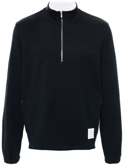 Thom Browne Funnel-neck Cotton Sweatshirt In Blue