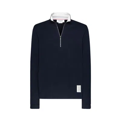 Pre-owned Thom Browne Funnel Neck Half Zip Pullover 'navy' | Blue | Men's Size 4
