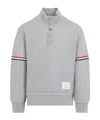 Thom Browne Rwb Engineered Stripe Loopback Sweatshirt In Gray
